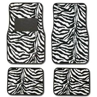 Zebra Black & White Carpet Car Floor Mats by Zebra