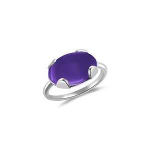  5.13 Cts Amethyst Solitaire Ring in 14K White Gold 3.5 