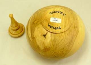 Signed Artist Chapman POPLAR Hand Made Turned Wood Bowl w/ Wooden Lid 