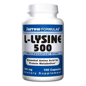  Jarrow Formulas L Lysine, 500 mg Size 100 Capsules 