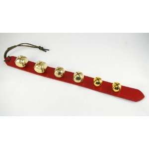   Gold Sleigh Bell Red Leather Door Decoration Hanger