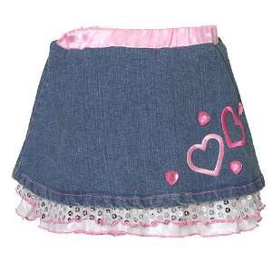  Infant Girls Heart Jeweled Sequined Jean Skirt 12 24m Lipstik Baby
