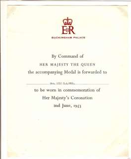 QUEEN ELIZABETH II CORONATION MEDAL FOR LILY BELL  