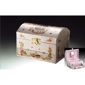  Chest Shaped White Ballerina Musical Jewelry Box With 