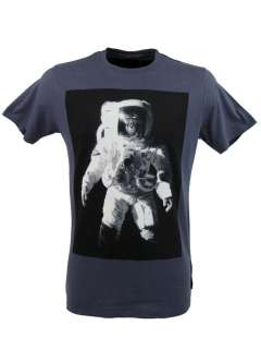   French Connection FCUK Mens T Shirt Crew Neck Monkey Astronauts Print