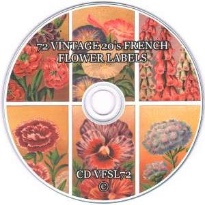 Vintage 20s French Flower seed Label Images ClipArt CD  