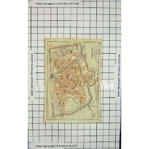  Antique Map Italy Street Plan Treviso Fiume River Sile 