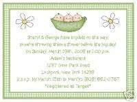 TRIPLETS THREE PEAS IN A POD BABY SHOWER INVITATIONS  