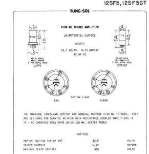Radio Tubes 12SF5GT 2SF5 High Mu Triode Amplifier NOS  