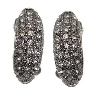  BARINA Silver Tone Crystal Clip On Earrings Jewelry