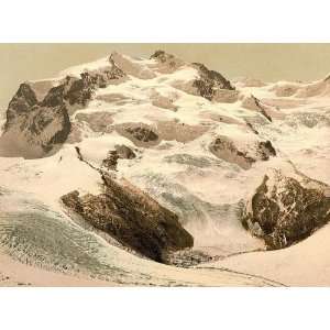 Vintage Travel Poster   Monte Rosa Valais Alps of Switzerland 24 X 18