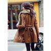   Collar PU Leather Long Trench Coat Outwear Jacket Black/Brown  