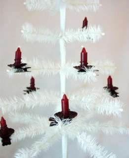 Mini Vintage Style Feather Tree Candle Clips   Set of 8  