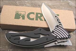 CRKT Fulcrum Flame Satin finish AUS 8 Linerlock Knife Brand NEW Tom 