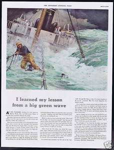 1941 Oil Tanker Catwalk Travelers Insurance Print Ad  