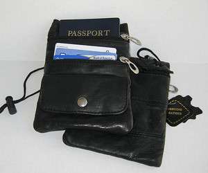 2x PASSPORT Holder Neck Leather Pouch Wallet TRAVEL  
