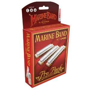  Hohner 3P1896BX Marine Band Harmonica 3 Piece Pro Pack 
