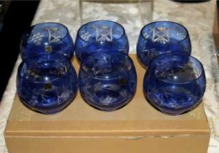 pc set Cobalt Traube stemless bohemian wine glasses  