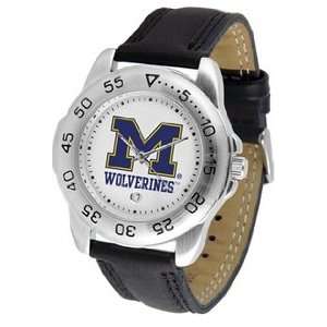  Sun Time Mens Michigan Wolverines UM Watch with Leather 