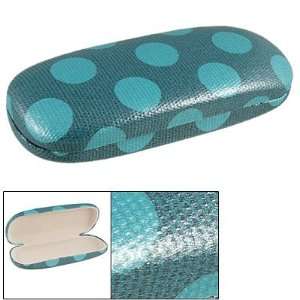 Amico Teal Cyan Dot Print Faux Leather Coated Metal Eyeglasses Case 