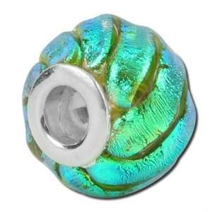  15mm Dichroic Glass SS Large Metal Hole Glass Beads Arts 