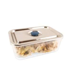 Rectangular Airtight Glass Container with Stainless Steel Lid   Small 