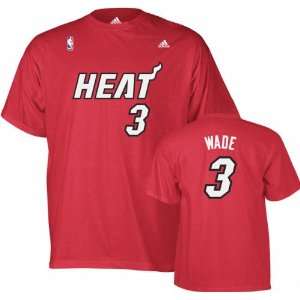  Dwyane Wade adidas Red Name and Number Miami Heat T Shirt 