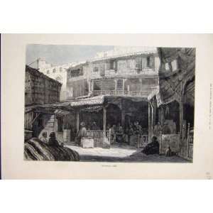  1881 Bazaar Cairo Smoking Pipe Buildings Old Print