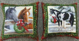 New 2 pillow pillows horse horses pony Christmas farm gorgeous  