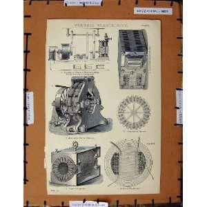    Antique Print C1800 1870 Voltaic Electricity Dynamo