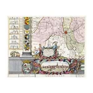     Large Wall Map Of Groningen. W. & F Giclee Canvas