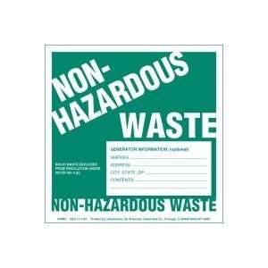  Non Hazardous Waste Label, w/Generator Info, Stock Paper 