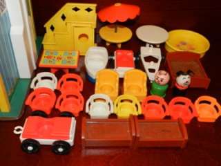   FAMILY HOUSE Vintage Toy Little People Car Boat Dog Furniture  