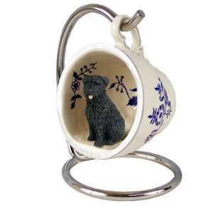  Bouvier Des Flandres Blue Tea Cup Dog Ornament   Uncropped 