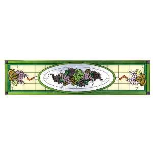   Painted Tempered Glass Window Transom 42x10 Purple Green Grapes