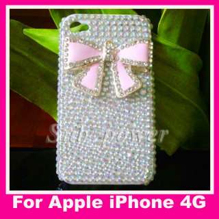   Pink BOW Bling Crystal back Case cover for iPhone 4 4G 4th B28  