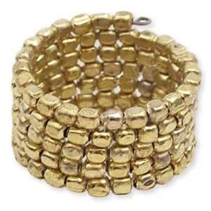  Three Line Metal Seed Beed Coil Ring Gold Jewelry
