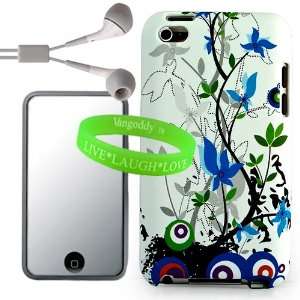 Special White Abstract Flower Art Case Hard Cover for iTouch 4 Snap on 