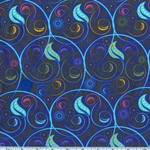   Curls Blue Fabric By The Yard mark_lipinski Arts, Crafts & Sewing