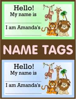 JUNGLE BABY SHOWER NAME TAGS PARTY FAVORS  