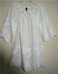   Crochet Lace Embroidered Blouse Boho Peasant Tunic Top~16/18/XL  