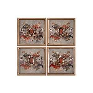  NOVICA Glass coasters, Colonial Sand (set of 4) Kitchen 