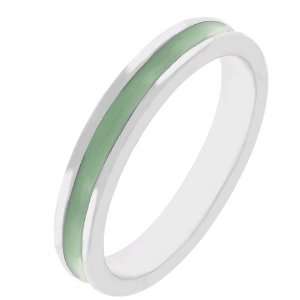   Green Enamel Silver Tone Costume Ring (Size 5,6,7,8,9,10) Jewelry
