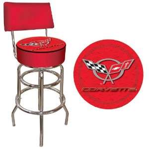  Corvette C5 Padded Bar Stool with Back   Red Electronics