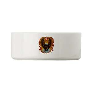  Dog Cat Food Water Bowl Eagle with Flames 
