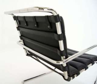 Pair of Mies Bauhaus Leather Chrome Lounge Chairs Mid Century Modern 