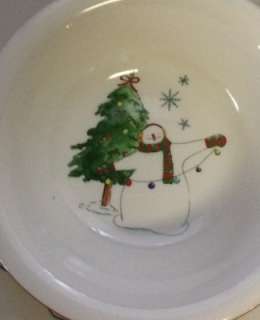 Thomson Pottery SNOWY SNOWMAN (2) 4 PCE. PLACE SETTINGS  