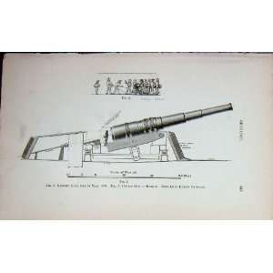  1887 Navy Largest Ship Gun Benbow Drawing Diagram
