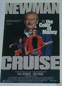 THE COLOR OF MONEY POSTER   PAUL NEWMAN  TOM CRUISE  