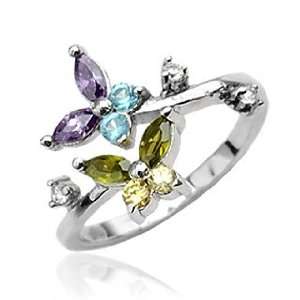  .925 Sterling Silver CZ Butterfly Toering Jewelry